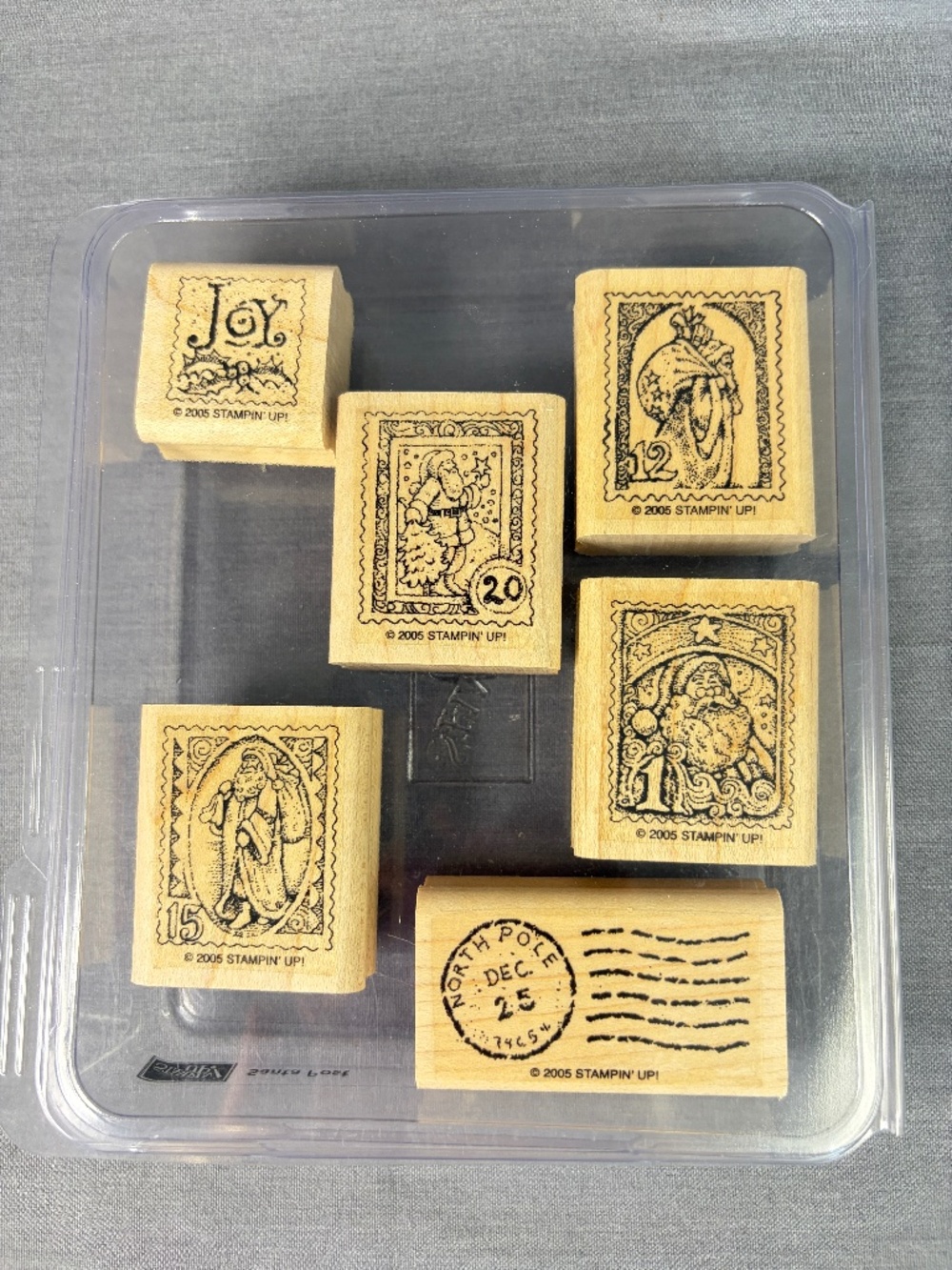 Stampin' Up Santa Post 2005 Set of 6 Wood Mounted Rubber Stamps Christmas